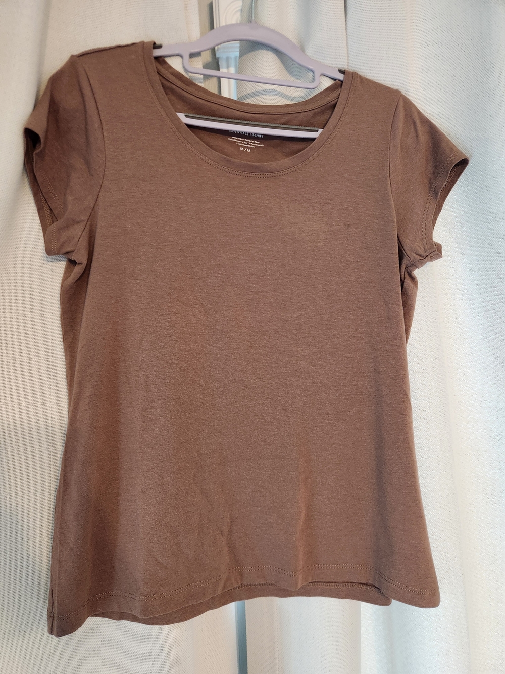Tahari Women's Short Sleeve Scoop Neck Essentials Tee Shirt Brown, Medium